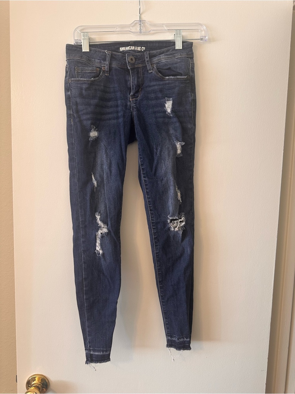 American Rag Dark Blue Distressed Skinny Jeans